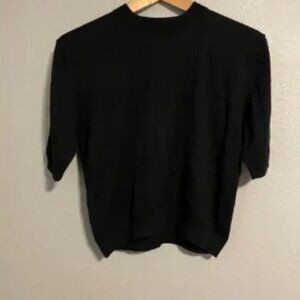 Crush Collection Womens Sweater Size 0 US XS Black Silk Cashmere Blend Cropped